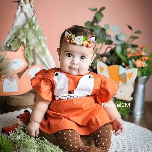 Fox Romper Thanksgiving Birthday Dress Outfit Safari Wild One Birthday Easter - Picture 8 of 9